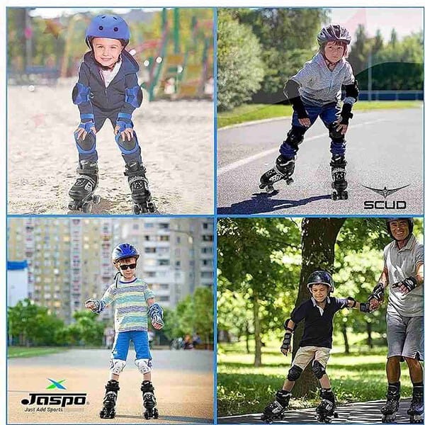 Jaspo Scud Adjustable Quad Roller Skates with PU LED Wheels Black 3 - LXINDIA.COM