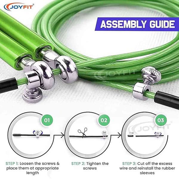 JoyFit Aluminium Adjustable Jumping Rope for Men Women Green 3 - LXINDIA.COM