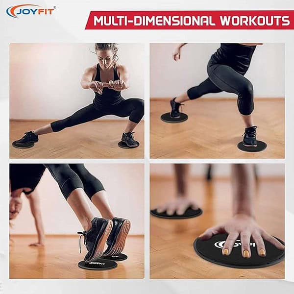 JoyFit Exercise Core Sliders Dual Sided Exercise Gliding Discs Black 2 - LXINDIA.COM