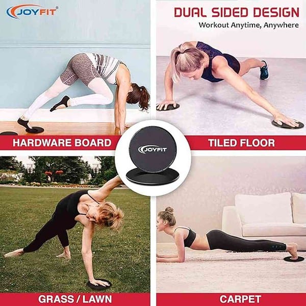 JoyFit Exercise Core Sliders Dual Sided Exercise Gliding Discs Black 3 - LXINDIA.COM