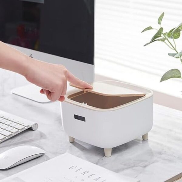 Juflix Mini Desktop Dustbin With Lid Small Trash Bin Square - LXINDIA.COM