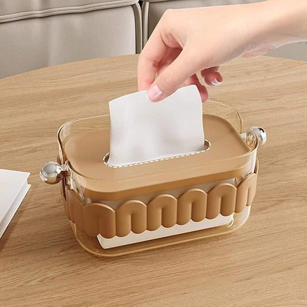 Jukkre Tissue Box Cover Rectangular Facial Tissue Dispenser Brown 1 - LXINDIA.COM