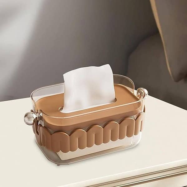 Jukkre Tissue Box Cover Rectangular Facial Tissue Dispenser Brown 2 - LXINDIA.COM