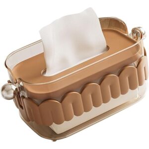 Jukkre Tissue Box Cover Rectangular Facial Tissue Dispenser Brown - LXINDIA.COM