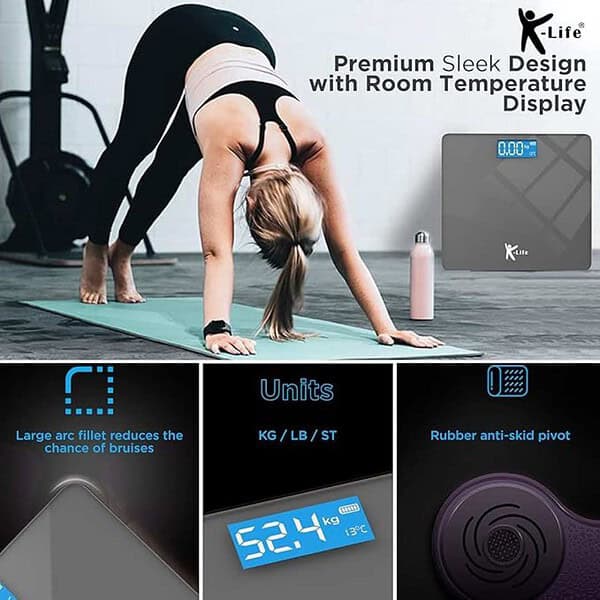 K Life WS 101 Digital Personal Electronic Body Weight Machine for Human Body Grey 2 - LXINDIA.COM