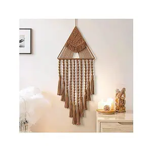 KAAHIRA Handmade Macrame Boho Wall Hanging Dream Catcher Brown - LXINDIA.COM