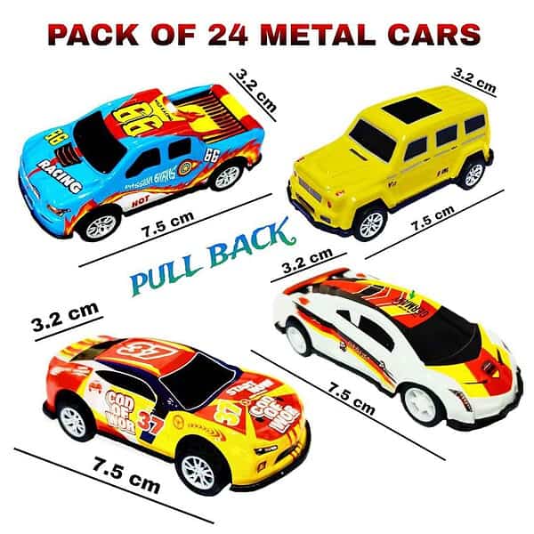 KC FAST Pack of 24 Mini Pull Back Metal Car Toy for Kids A - LXINDIA.COM