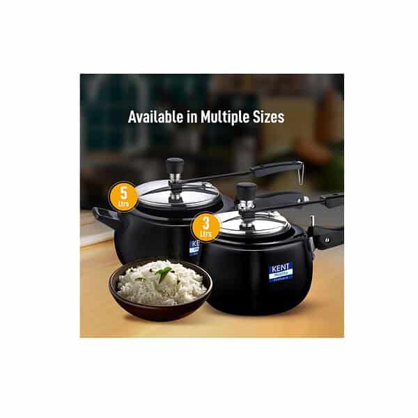 KENT Hard Anodised 5 Litre Pressure Cooker Black B - LXINDIA.COM