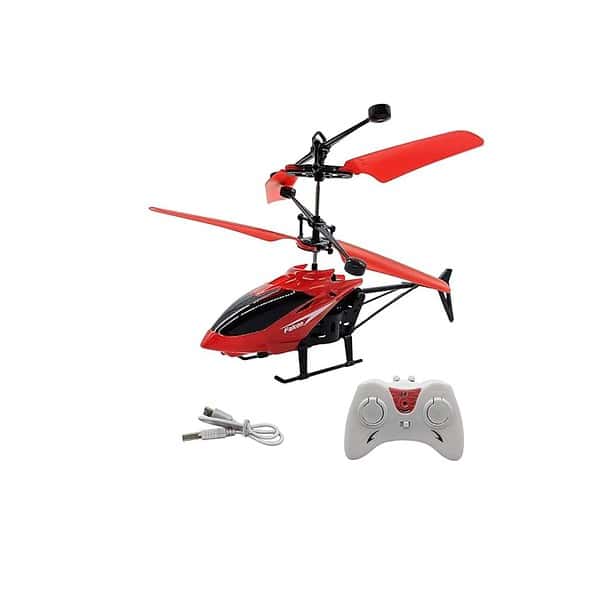 KIDZYMON Flying Helicopter with Hand Induction Watch Charging Helicopter with 3D Light Red - LXINDIA.COM