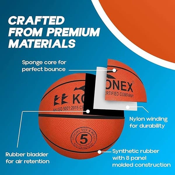 KONEX Size 5 Professional Basket Ball for Indoor Outdoor Brown 2 - LXINDIA.COM