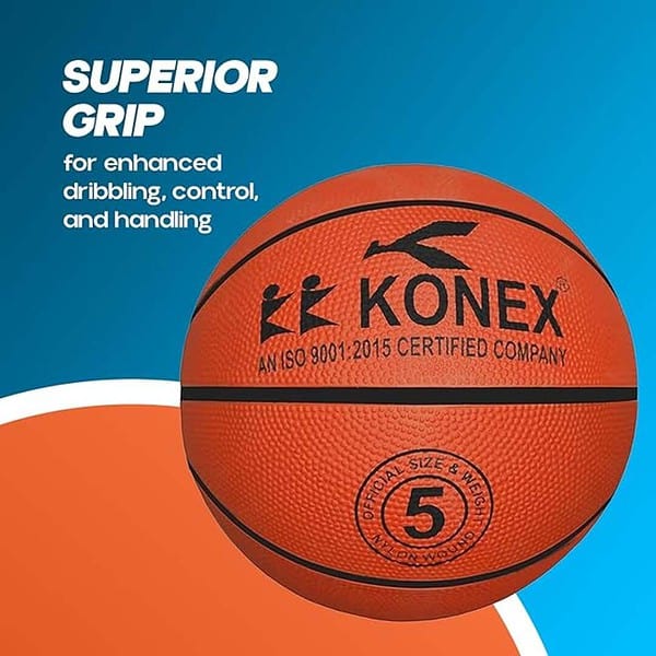 KONEX Size 5 Professional Basket Ball for Indoor Outdoor Brown 3 - LXINDIA.COM