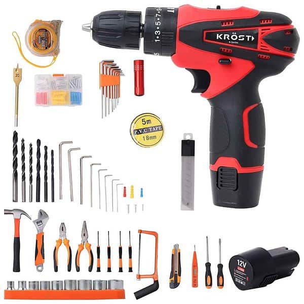 KROST 12V Impact Drill 100pc Kit1 - LXINDIA.COM