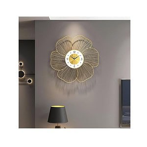 KT Decor Golden Flower Iron Hanging Metal Wall Clock Gold - LXINDIA.COM