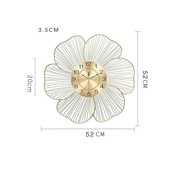 KT Decor Golden Flower Iron Hanging Metal Wall Clock Gold A - LXINDIA.COM