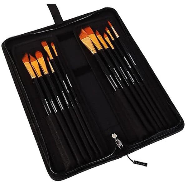 Kabeer Art Set Of 12 Fine Art Long Brush and Zippered Carry Bag With Pop Up Stand1 1 - LXINDIA.COM