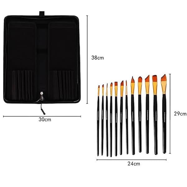 Kabeer Art Set Of 12 Fine Art Long Brush and Zippered Carry Bag With Pop Up Stand3 1 - LXINDIA.COM