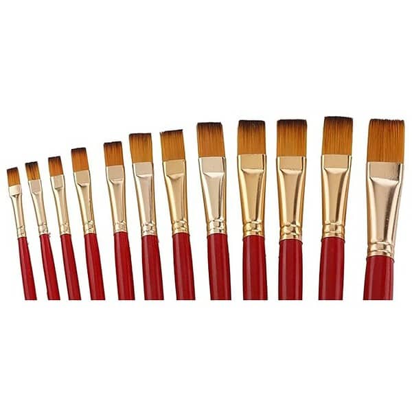 Kabeer Art Synthetic Hair Flat Tip Paintbrush Set of 12 Pieces3 - LXINDIA.COM