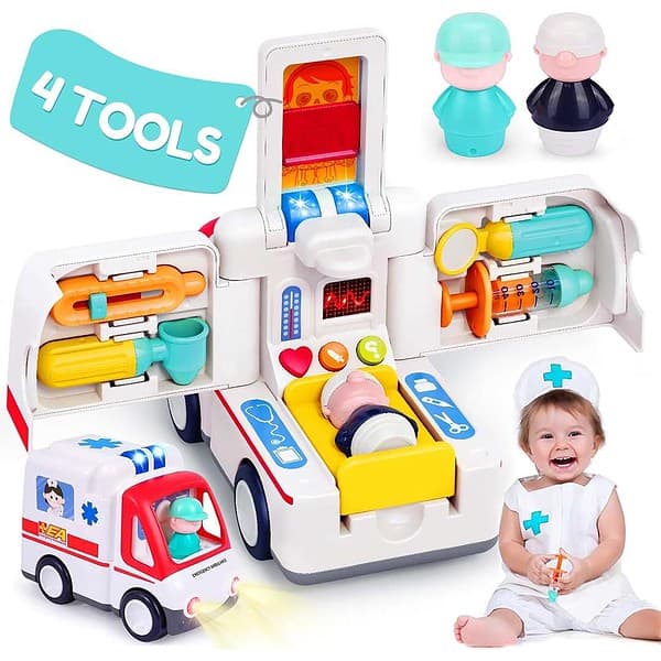 Kiditos Ambulance Toy Bus with Kids Doctor Kit B - LXINDIA.COM