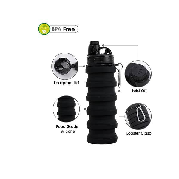 Kiditos Expandable Sipper Water BottleBlack 1 1 - LXINDIA.COM