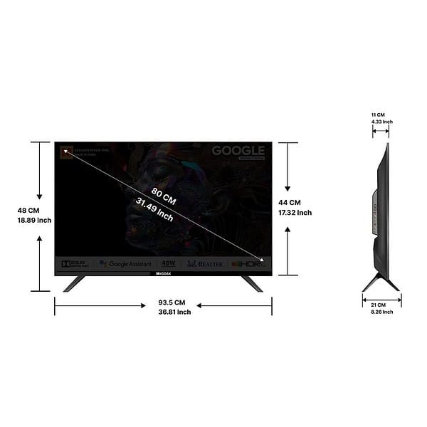 Kodak 80 cm 32 inches Matrix Series QLED Android Google TV 32MT5077 Black3 - LXINDIA.COM