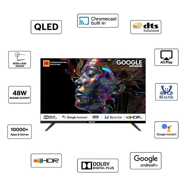 Kodak 80 cm 32 inches Matrix Series QLED Android Google TV 32MT5077 Black4 - LXINDIA.COM