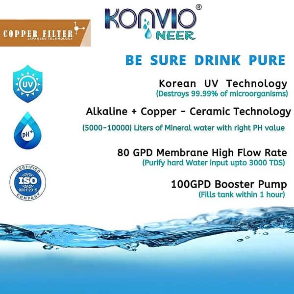 Konvio Neer Copper plus Alkaline RO Water Filter and Purifier Orange2 - LXINDIA.COM