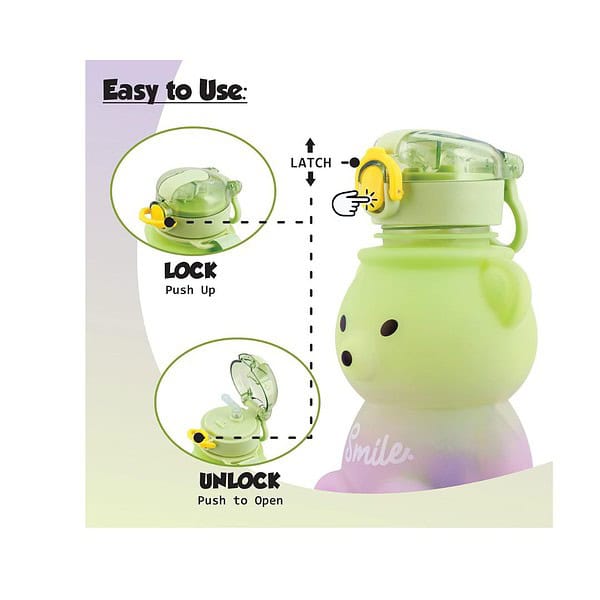 Koochie Koo Plastic Teddy Bear Water Bottle Green 1 1 - LXINDIA.COM