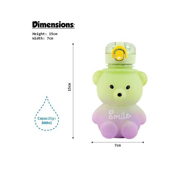 Koochie Koo Plastic Teddy Bear Water Bottle Green a - LXINDIA.COM