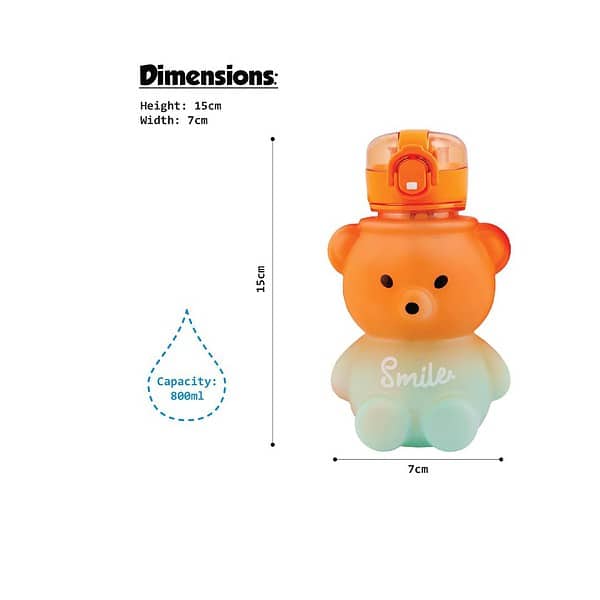 Koochie Koo Plastic Teddy Bear Water Bottle Orange - LXINDIA.COM