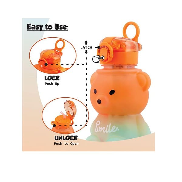 Koochie Koo Plastic Teddy Bear Water Bottle Orange 1 1 - LXINDIA.COM