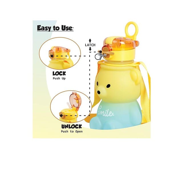 Koochie Koo Plastic Teddy Bear Water Bottle Yellow - LXINDIA.COM