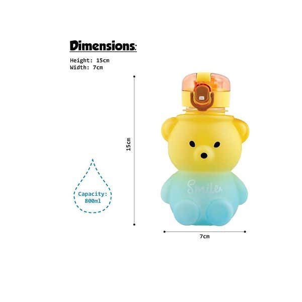 Koochie Koo Plastic Teddy Bear Water Bottle Yellow a - LXINDIA.COM