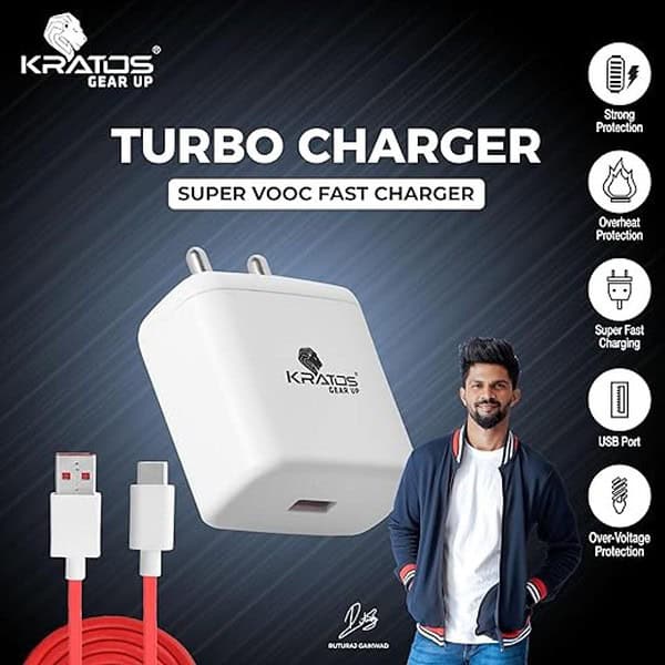 Kratos UPTO 65W Fast Charger with USB A to Type C Cable Combo3 - LXINDIA.COM