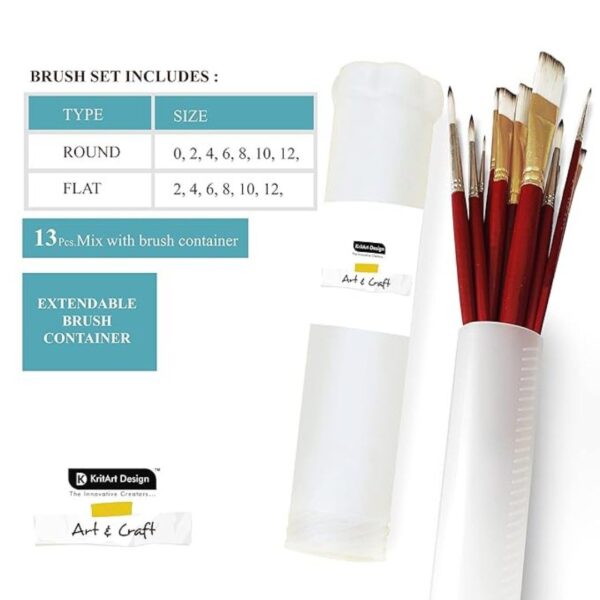 KritArt Design Artist Painting Brush Set of 13 Mix Brushes with extendable Container3 1 - LXINDIA.COM