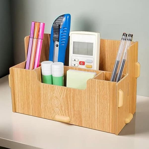 Kuber Industries 4 Compartment Pen Stand for Office - LXINDIA.COM