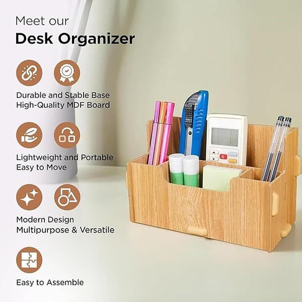 Kuber Industries 4 Compartment Pen Stand for Office1 - LXINDIA.COM