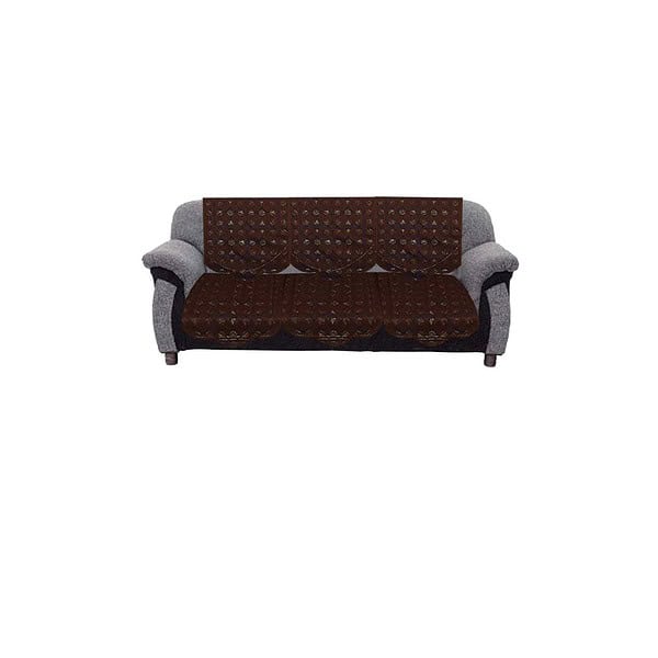 Kuber Industries Floral Sofa Cover 5 Seater Brown - LXINDIA.COM