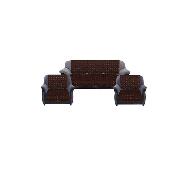 Kuber Industries Floral Sofa Cover 5 Seater Brown a - LXINDIA.COM