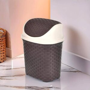 Kuber Industries Plastic Dustbin With Swing Lid Brown - LXINDIA.COM