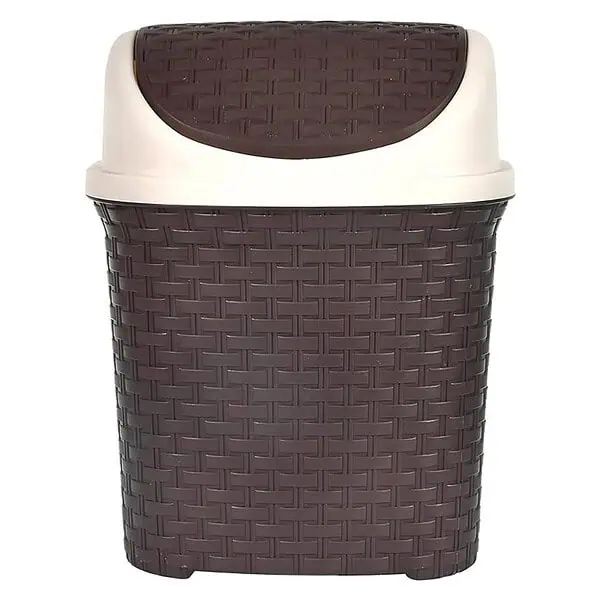 Kuber Industries Plastic Dustbin With Swing Lid Brown - LXINDIA.COM