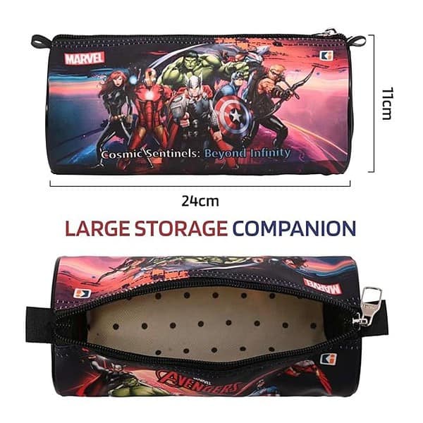 Kuber Industries Round Marvel Avengers Pencil Pouch for Kids3 - LXINDIA.COM