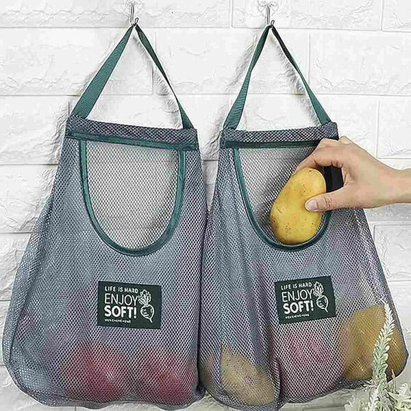 LAGET Storage Net Bag Bag for 2 PC Reusable Mesh Bag for Fruits Vegetables Pack of 2 2 - LXINDIA.COM