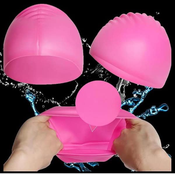 LEBAMI Swimming Kit Goggles Swim Cap Nose Clip Ear Plugs Pink 3 - LXINDIA.COM