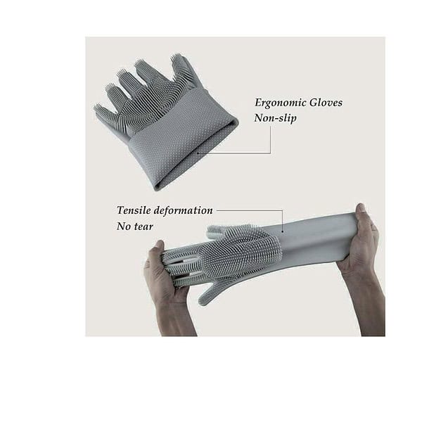 LEOPAX Heavy Duty Silicone Cleaning Hand Gloves Grey A - LXINDIA.COM