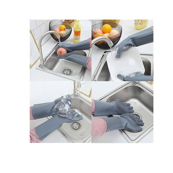 LEOPAX Heavy Duty Silicone Cleaning Hand Gloves Grey B - LXINDIA.COM