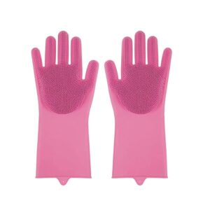 LEOPAX Heavy Duty Silicone Cleaning Hand Gloves Pink - LXINDIA.COM