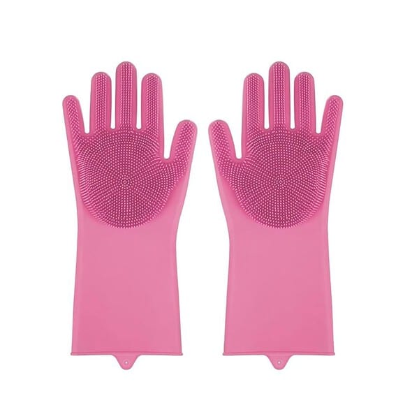 LEOPAX Heavy Duty Silicone Cleaning Hand Gloves Pink - LXINDIA.COM