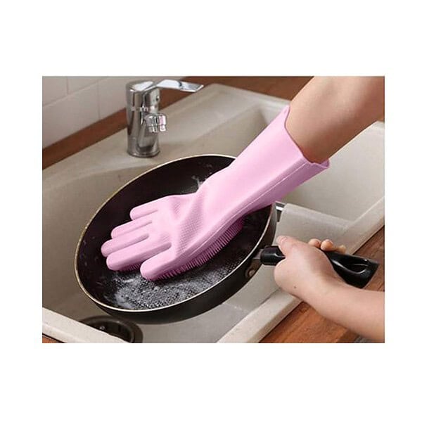 LEOPAX Heavy Duty Silicone Cleaning Hand Gloves Pink A - LXINDIA.COM