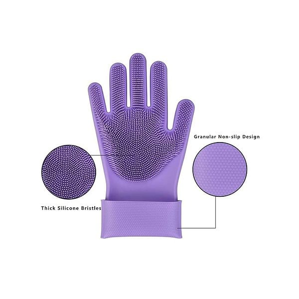 LEOPAX Heavy Duty Silicone Cleaning Hand Gloves Purple A - LXINDIA.COM