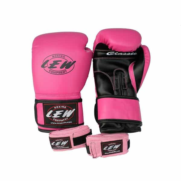 LEW Classic PU Leather Fight Boxing Gloves Pink - LXINDIA.COM